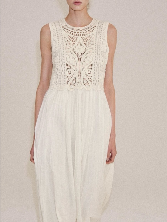 Zara Dresses & Skirts - Zara White Crochet Bodice Maxi Dress